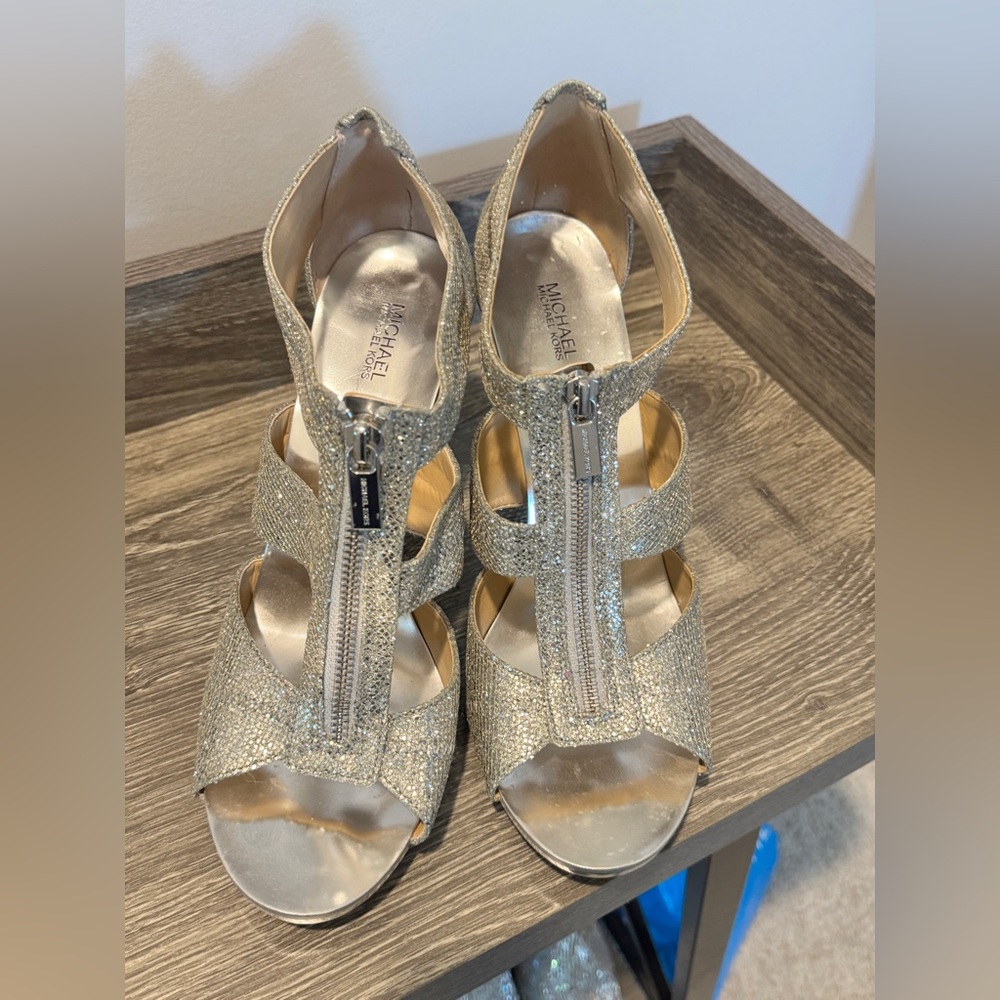 Michael Kors Silver Heels Strappy Design